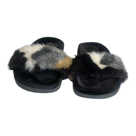 Zara Women's Faux Fur Slides Size 38 US 7-7.5 Brown/Gray/Black EUC - Picture 4 of 9